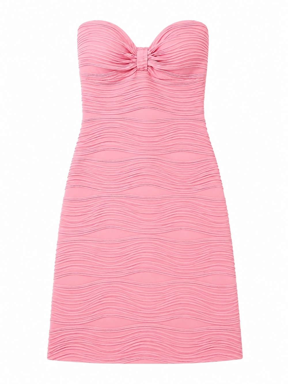 Strapless Pink Textured Bow-Accent Dress